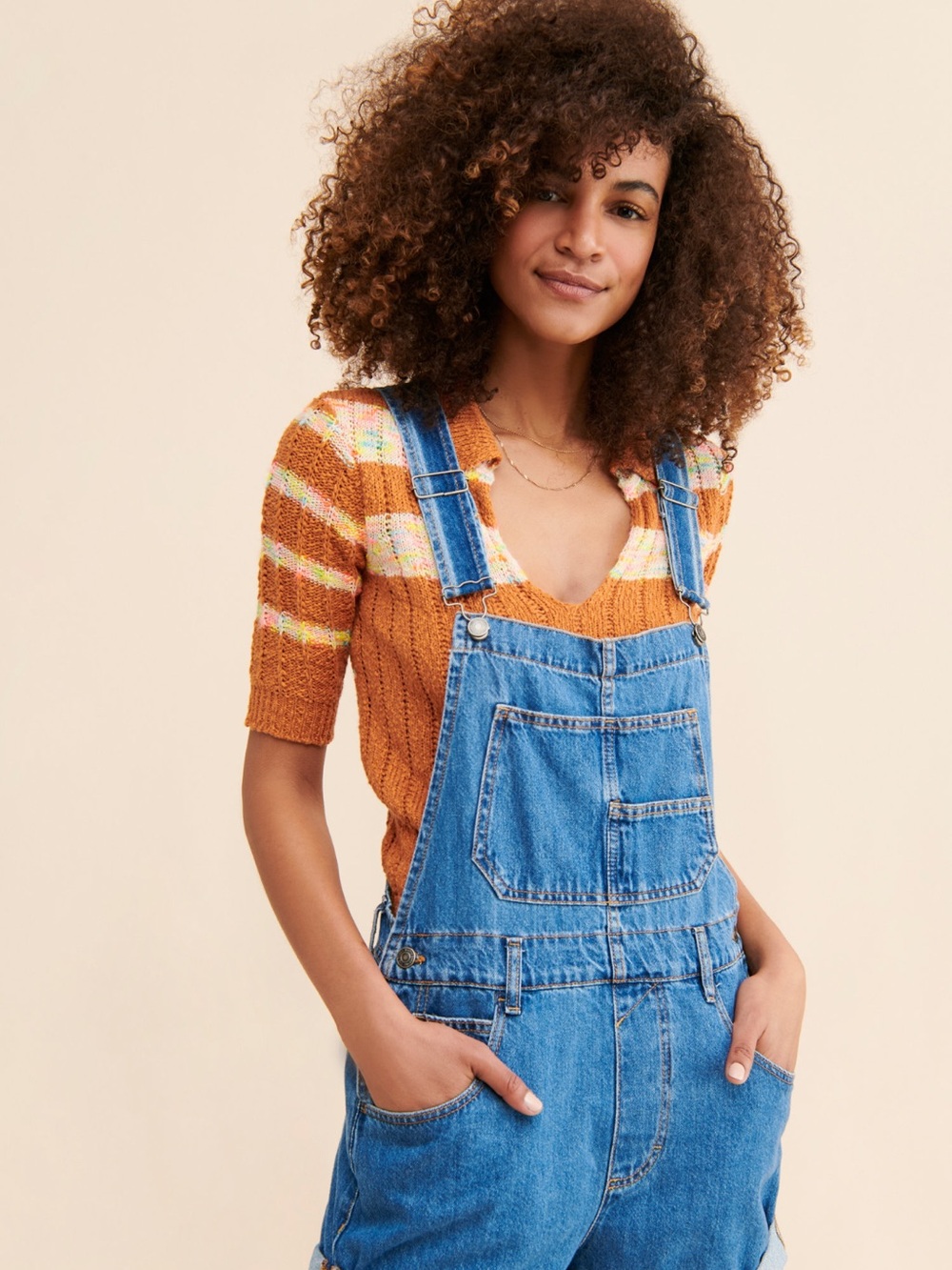 We The Free Ziggy Blue Denim Shortalls XL